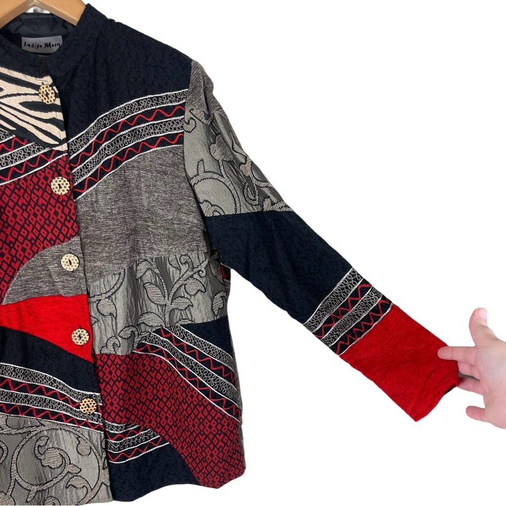 Indigo Moon Patchwork Jacket Women’s Size Small M… - image 4